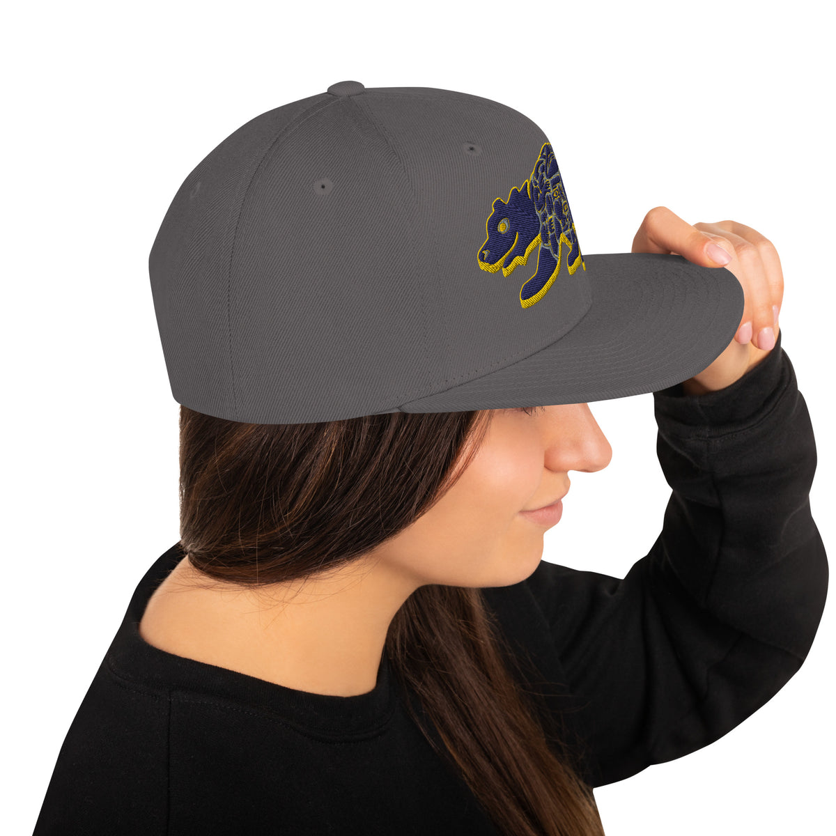 Young Frank Cali Bear Snapback Hat - Blue and Gold